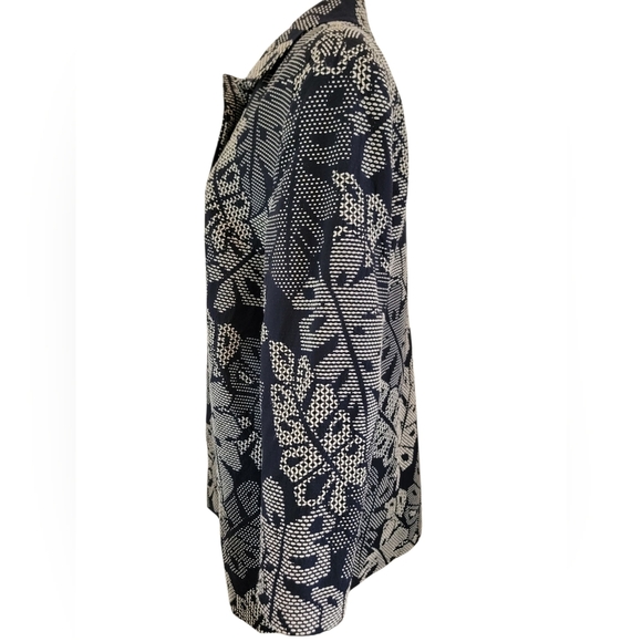 J. McLaughlin Womens Navy Blue And White Hester Raffia Palm Leaf Jacket Size XL - Picture 3 of 13